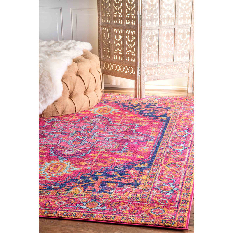Mistana™ Christophe Blooming Pink/Orange Area Rug & Reviews